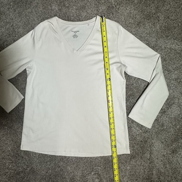 MM Lafleur Top Women’s Medium Off White Cream Soft Pima Cotton Long Sleeve Tee - Picture 9 of 10